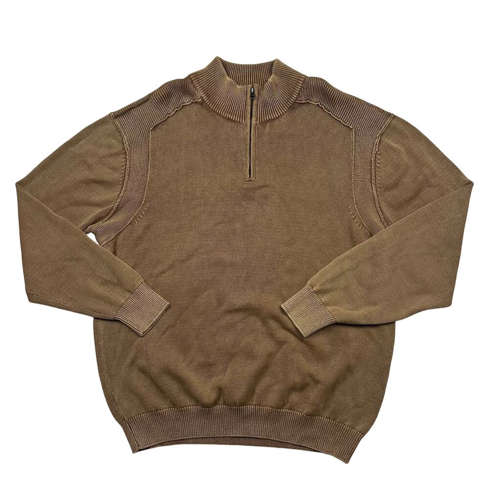 Cabelas Men's 2XL Brown Quarter-Zip Sweater Knit Pullover